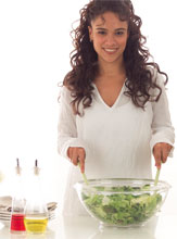 female eating muesli