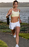 woman running and smiling