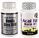 Combo ACAI Fat Burn #3 and Hoodia Ultra 2000 Diet Pill with Green Tea, Grapefruit, Apple Cider, and more for Weight Loss and 2000mg of Hoodia