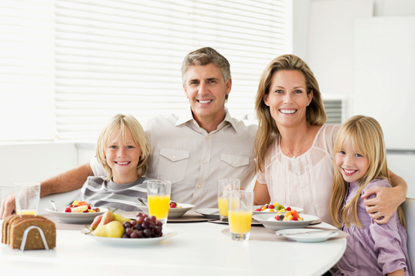 Family eating having healthy breakfast
