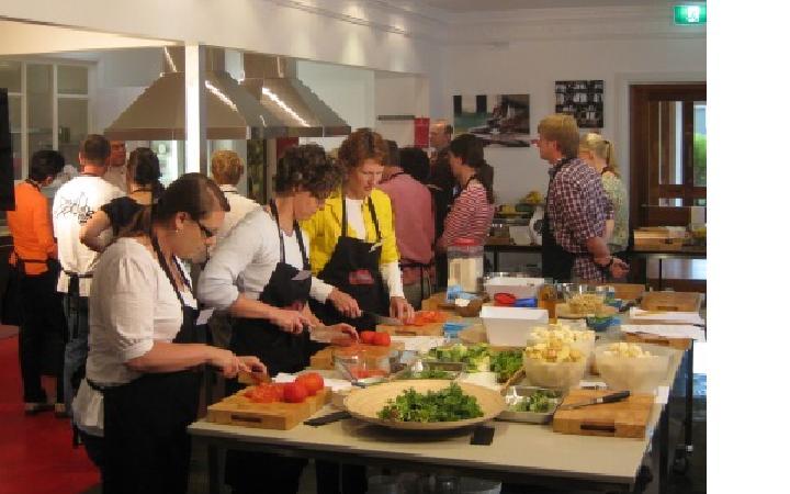 Cooking food in the kitchen