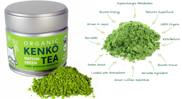 KENKO Matcha Green Tea Powder [USDA Organic] Premium Ceremonial Grade - Japanese 30g Tin [1.06oz]