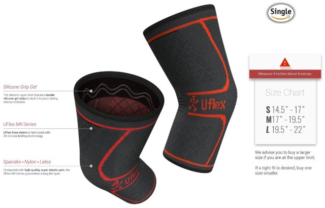 Uflex Athletics Knee Compression Sleeve Size Chart