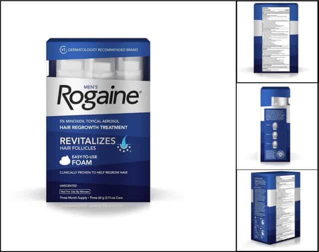 Men's Rogaine Hair Loss & Hair Thinning Treatment Minoxidil Foam, Three Month Supply