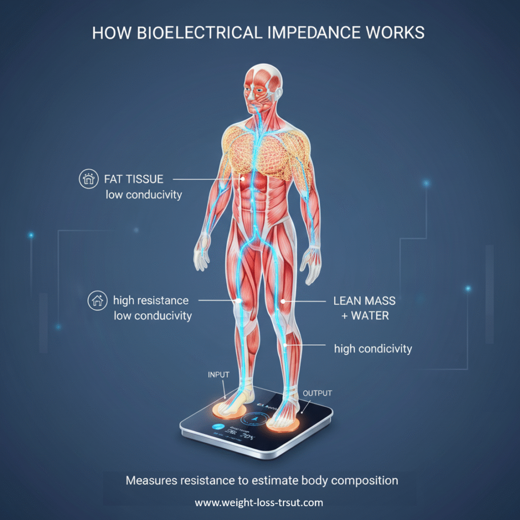 How Bioelectrical Impedance Works Diagram