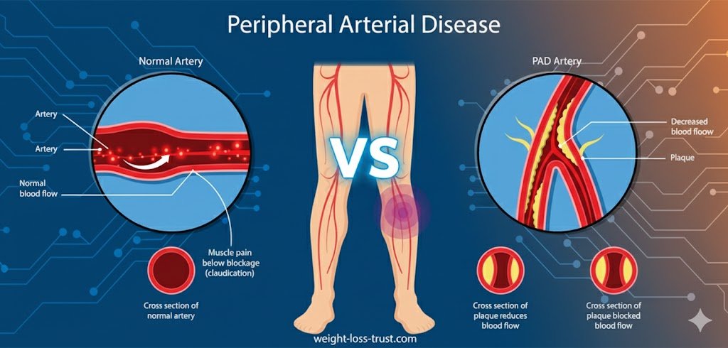 Peripheral Arterial Disease (PAD) vascular condition of narrowing or blockage of arteries