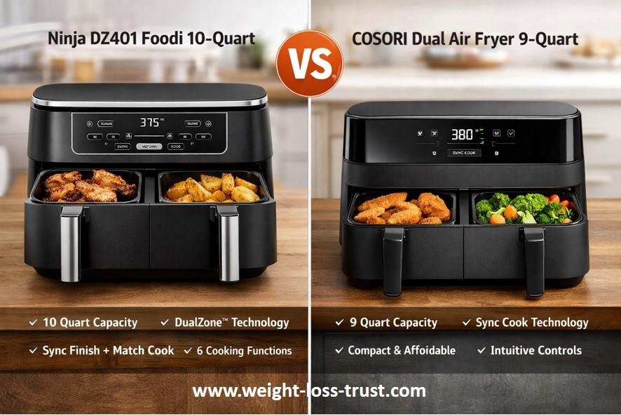 Ninja DZ401 vs COSORI Dual Air Fryer Comparison 2025