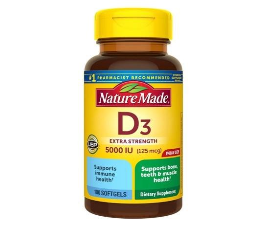 GLP-1 Hair Loss Supplements - Nature Made Vitamin D3 5000 IU Softgels